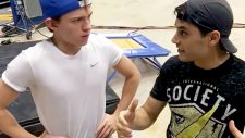 Tom Holland challenges Chris Hemsworth to a stunt-off